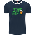 Drunk Lives Matter St. Patrick's Day Mens Ringer T-Shirt FotL Navy Blue/White