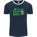 Drunk Lives Matter St. Patrick's Day Mens Ringer T-Shirt FotL Navy Blue/White