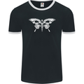 Moth Skull Halloween Mens Ringer T-Shirt FotL Black/White