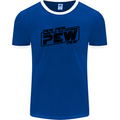 Pew Pew Pew Funny SCI-FI Movie Lightsaber Mens Ringer T-Shirt FotL Royal Blue/White