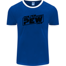 Pew Pew Pew Funny SCI-FI Movie Lightsaber Mens Ringer T-Shirt FotL Royal Blue/White