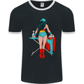 Ironing Superhero Funny Mens Ringer T-Shirt FotL Black/White