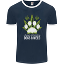 Distracted by Dogs and Weed Funny Drugs Mens Ringer T-Shirt FotL Navy Blue/White
