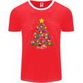 Autism Christmas Tree Autistic Awareness Mens Ringer T-Shirt FotL Red/White