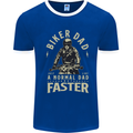 Biker Dad Fathers Day Motorbike Motorcycle Mens Ringer T-Shirt Royal Blue/White