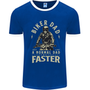 Biker Dad Fathers Day Motorbike Motorcycle Mens Ringer T-Shirt Royal Blue/White