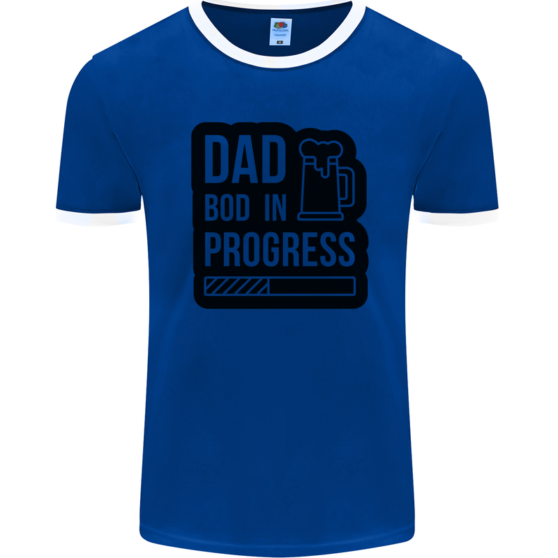 Dad Bod In Progress Funny Fathers Day Mens Ringer T-Shirt FotL Royal Blue/White