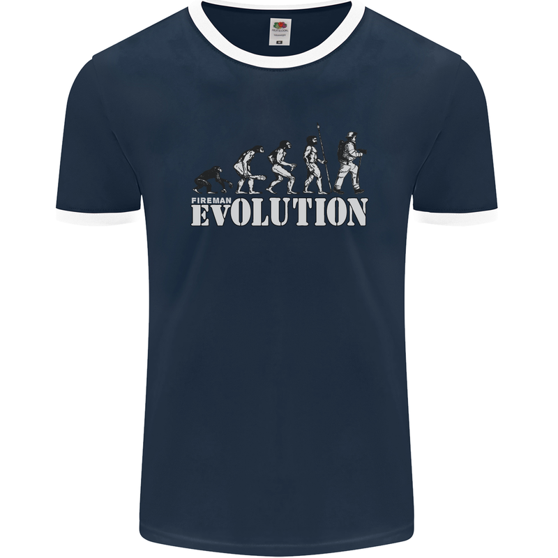 Fireman Evolution Mens Ringer T-Shirt FotL Navy Blue/White