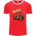 Long Way Home Motorcycle Chopper Biker Mens Ringer T-Shirt FotL Red/White