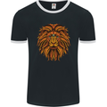 Mandala Art Lion Mens Ringer T-Shirt FotL Black/White