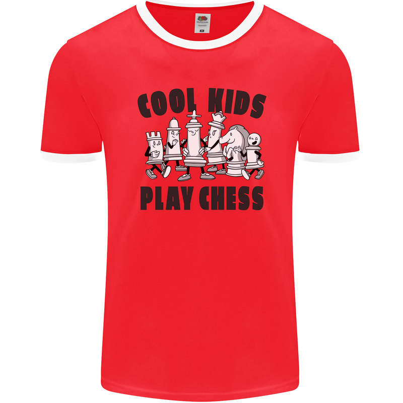 Cool Kids Play Chess Funny Game Player Mens Ringer T-Shirt FotL Red/White