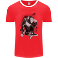 Chilled Out Chimp Chimpanzee Monkey Mens Ringer T-Shirt FotL Red/White