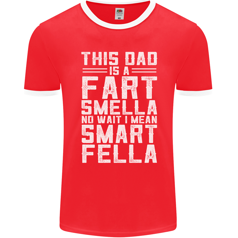 This Dad Is a Fart Smella Funny Fathers Day Mens Ringer T-Shirt FotL Red/White