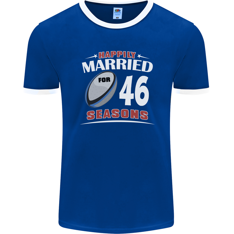 46 Year Wedding Anniversary 46th Rugby Mens Ringer T-Shirt FotL Royal Blue/White