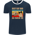 Best Cat Dad Ever Funny Father's Day Mens Ringer T-Shirt FotL Navy Blue/White