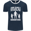 Dad With Two Daughters Funny Fathers Day Mens Ringer T-Shirt FotL Navy Blue/White