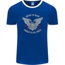 Born to Ride Biker Motorcycle Motorbike Mens Ringer T-Shirt FotL Royal Blue/White