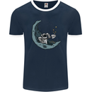 Cryptocurrency Mining the Moon Mens Ringer T-Shirt FotL Navy Blue/White