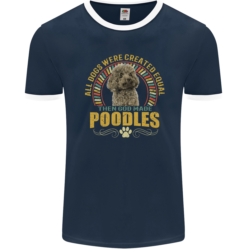 A Poodle Dog Mens Ringer T-Shirt FotL Navy Blue/White