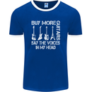 Buy More Guitars Say the Voices Funny Mens Ringer T-Shirt FotL Royal Blue/White