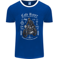 Cafe Racer Motorcycle Motorbike Biker Mens Ringer T-Shirt FotL Royal Blue/White