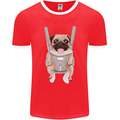 A Pug in a Baby Harness Funny Dog Mens Ringer T-Shirt FotL Red/White