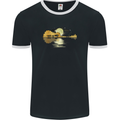 Guitar Reflection Guitarist Bass Acoustic Mens Ringer T-Shirt FotL Black/White