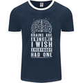 Brains Are Awesome Funny Sarcastic Slogan Mens Ringer T-Shirt FotL Navy Blue/White