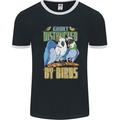 Easily Distracted by Bird Watching Mens Ringer T-Shirt FotL Black/White