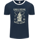 Sailing King of the Ocean Sailor Boat Mens Ringer T-Shirt FotL Navy Blue/White