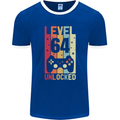 64th Birthday 64 Year Old Level Up Gamming Mens Ringer T-Shirt FotL Royal Blue/White