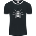 Statue of Liberty Skull USA Gothic Biker Mens Ringer T-Shirt FotL Black/White