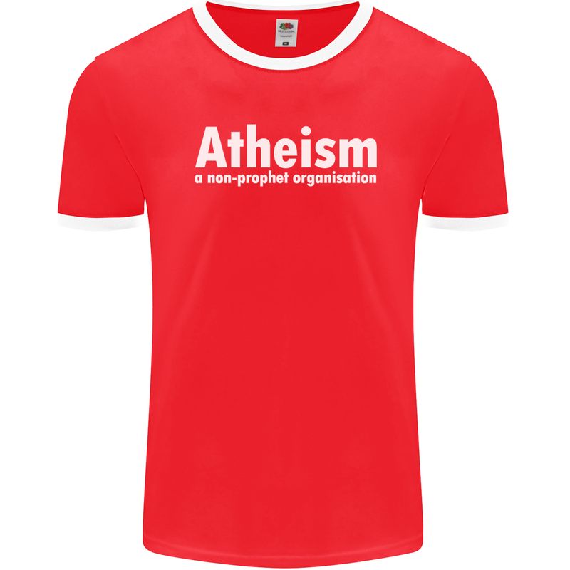 Atheism a Non Profit Organisation Atheist Mens Ringer T-Shirt FotL Red/White