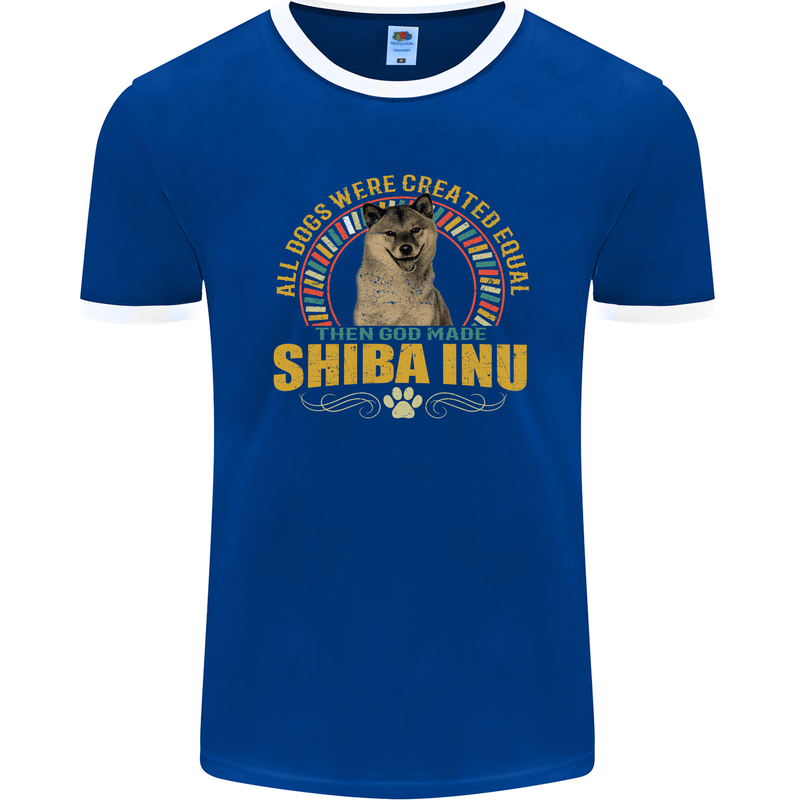 A Shiba Inu Dog Mens Ringer T-Shirt FotL Royal Blue/White