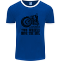 Two Wheels Move the Soul Motorcycle Biker Mens Ringer T-Shirt FotL Royal Blue/White