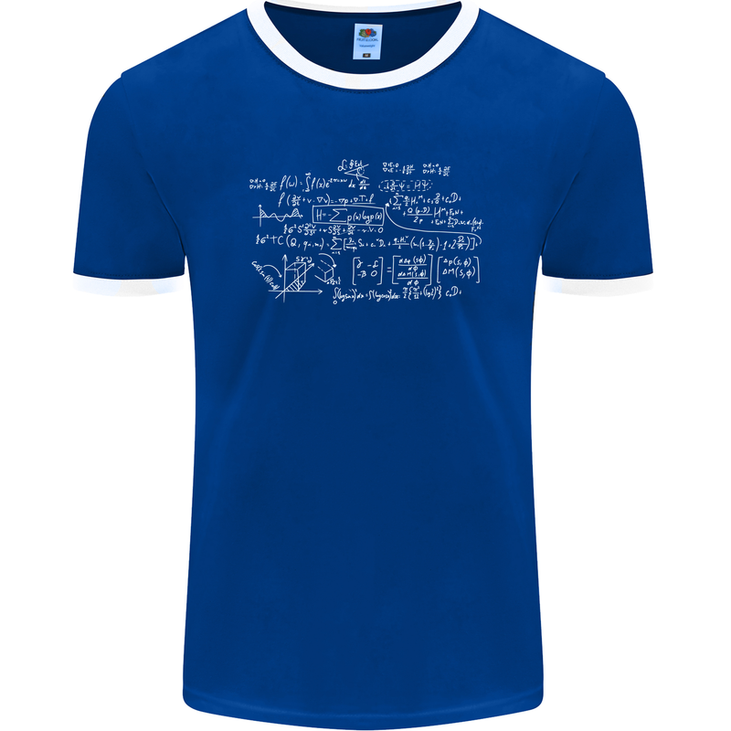 Mathematical Formula Funny Maths Mens Ringer T-Shirt FotL Royal Blue/White