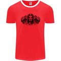 Devil Rider Motorcycle Motorbike Biker Mens Ringer T-Shirt FotL Red/White