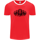 Devil Rider Motorcycle Motorbike Biker Mens Ringer T-Shirt FotL Red/White