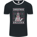 Funny Christmas Unicorn Pattern Mens Ringer T-Shirt FotL Black/White