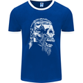 Tribal Viking Skull Mens Ringer T-Shirt FotL Royal Blue/White