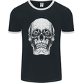 Old Man Skull With Glasses Gothic Biker Mens Ringer T-Shirt FotL Black/White