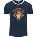 Muhdolf Funny Rudolf Christmas Cow Mens Ringer T-Shirt FotL Navy Blue/White