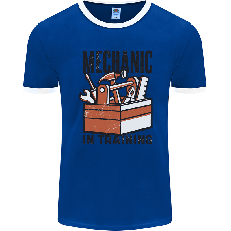 Mechanic in Training Funny Mens Ringer T-Shirt FotL Royal Blue/White