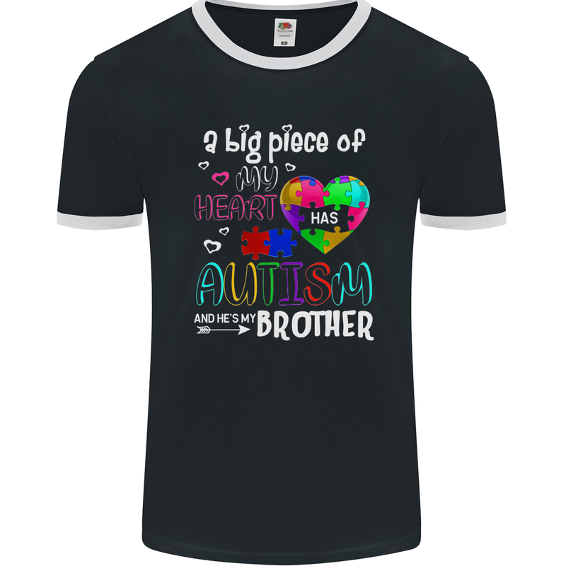 And He's My Brother Autistic Autism ASD Mens Ringer T-Shirt FotL Black/White