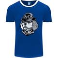 Steampunk King Charles Spaniel Cavelier Mens Ringer T-Shirt FotL Royal Blue/White