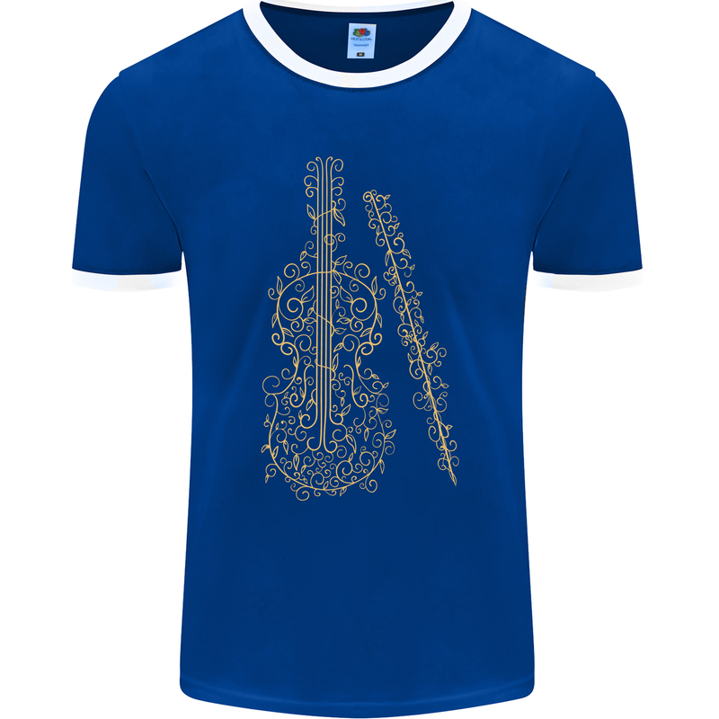 A Violin Cello Mens Ringer T-Shirt FotL Royal Blue/White