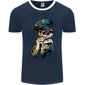 Policeman Skull Police Officer Force Mens Ringer T-Shirt FotL Navy Blue/White