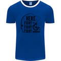 Here Fishy Fishy Funny Fishing Fisherman Mens Ringer T-Shirt FotL Royal Blue/White