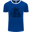 Here Fishy Fishy Funny Fishing Fisherman Mens Ringer T-Shirt FotL Royal Blue/White