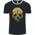 A Skull Dripping in Gold Mens Ringer T-Shirt FotL Black/White